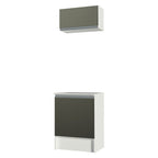 Kit Cocina con Alacena y Bajo Mesada Topazio 60 cm 2 Puertas (Con Mesada) Blanco/Negro Madesa