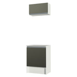 Kit Cocina 60 cm 2 Puertas con Alacena y Bajo Mesada Blanco/Negro Topazio Madesa