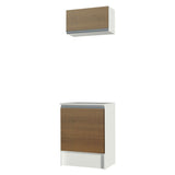 Kit Topazio 60 cm con alacena y bajo mesada, Blanco/Marrón