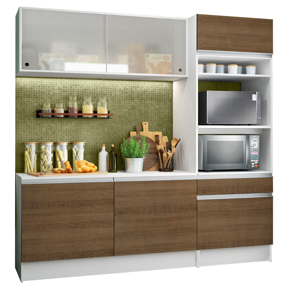 Combo completo de Cocina 180 cm Blanco/Marrón Topazio Pop