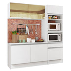 Cocina Compacta 180 cm 6 Puertas 1 Cajón con Mueble para Horno y Microondas Blanco Diamante Madesa