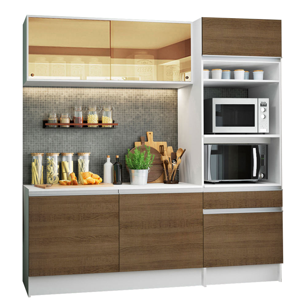 Combo completo de Cocina 180 cm Blanco/Marrón Diamante Pop