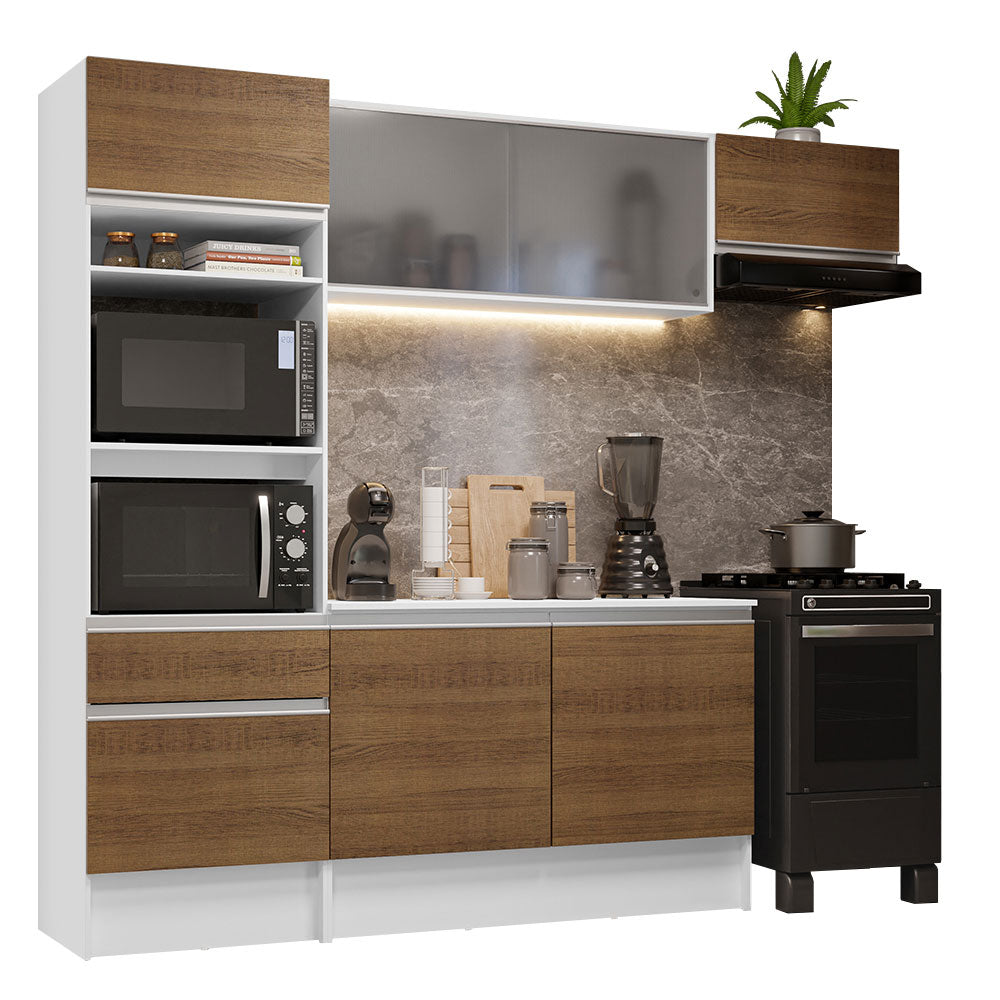 Combo completo de Cocina 240cm Blanco/Marrón Topazio 01