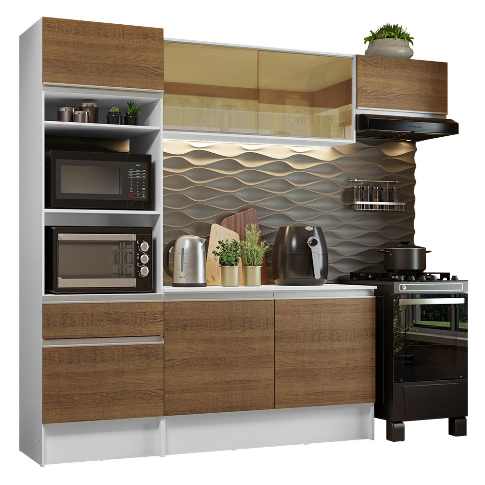 Combo completo de Cocina 240cm Blanco/Marrón Diamante Madesa 02