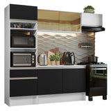 Combo Completo de Cocina 240 cm Blanco/Negro/Blanco Diamante Madesa 02