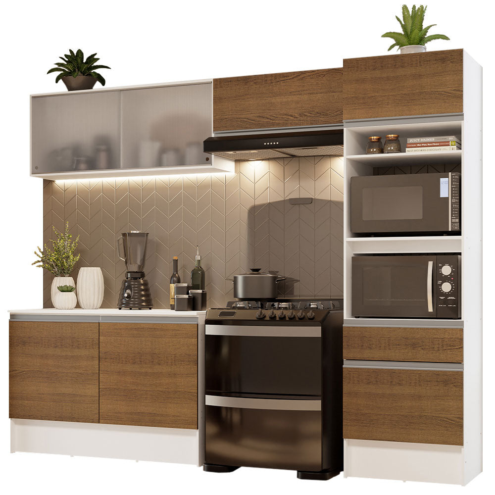 Combo completo de Cocina 260cm Blanco/Marrón Topazio 01