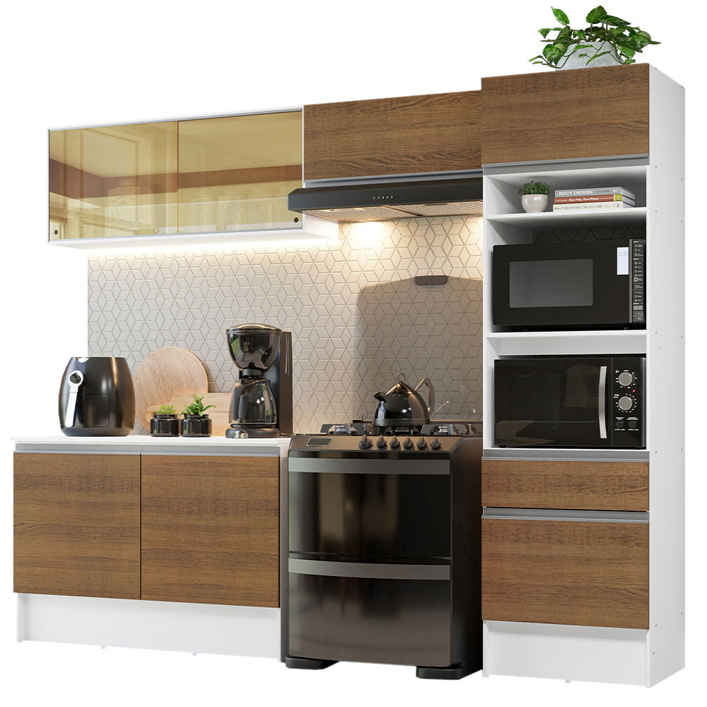 Combo completo de Cocina 260cm Blanco/Marrón Diamante Madesa 02