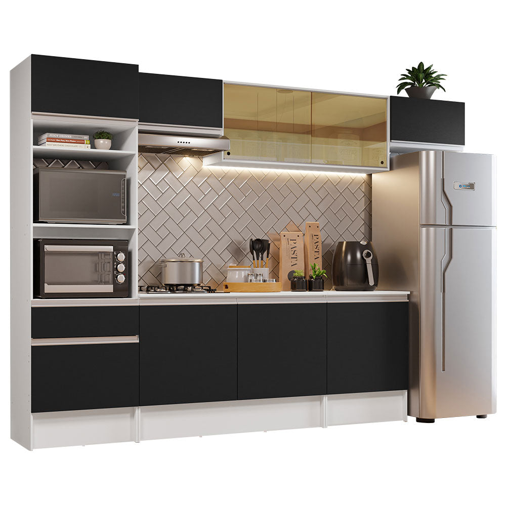 Combo Completo de Cocina 300 cm Blanco/Negro Diamante Madesa 02