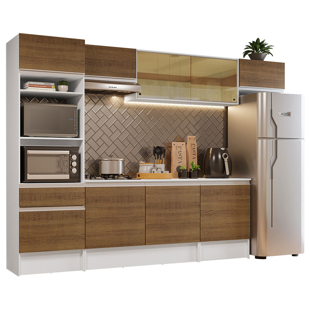 Combo completo de Cocina 300cm Blanco/Marrón Diamante Madesa 02