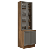 Kit Bajo Mesada + Cristalero 70 cm Vik Marrón/Gris 01