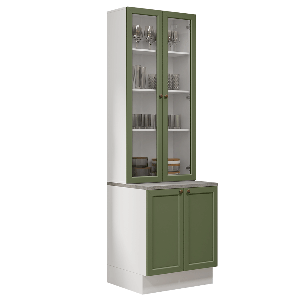 Kit Bajo Mesada + Cristalero 70 cm Vik Blanco/Verde 01