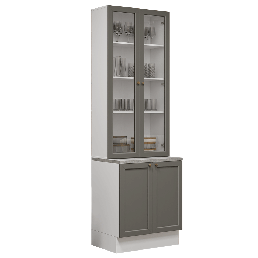 Kit Bajo Mesada + Cristalero 70 cm Vik Blanco/Gris 02