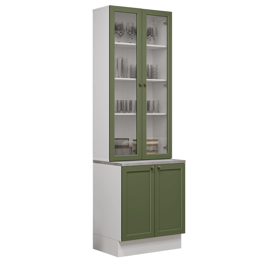 Kit Bajo Mesada + Cristalero 70 cm Vik Blanco/Verde 02