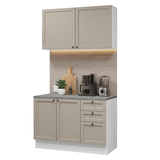 Combo de Cocina Compacta 120 cm Blanco/Crema Vik Madesa 01
