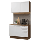 Cocina Compacta 120 cm 4 Puertas 3 Cajones Marrón/Blanco Vik Madesa