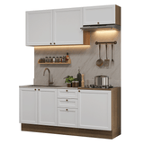 Cocina Compacta 180 cm Vik Marrón/Blanco 01