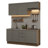 Cocina Compacta 180 cm Vik Marrón/Gris 01