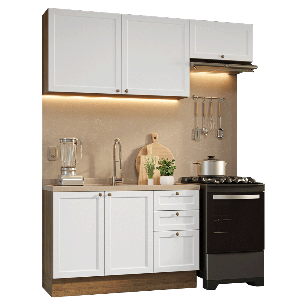 Cocina Compacta 180 cm Vik Marrón/Blanco 02