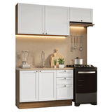 Cocina Compacta 180 cm Vik Marrón/Blanco 02