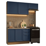 Cocina Compacta 180 cm Vik Marrón/Azul 02