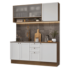 Cocina Compacta 180 cm 6 Puertas 3 Cajones Sin Mesada Marrón/Blanco Vik Madesa 03