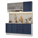 Cocina Compacta 180 cm Vik Blanco/Azul 03