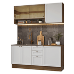 Cocina Compacta 180 cm 6 Puertas 3 Cajones Sin Mesada Marrón/Blanco Vik Madesa 04