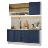 Cocina Compacta 180 cm Vik Blanco/Azul 04