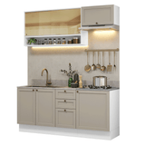 Combo de Cocina Compacta 180 cm Blanco/Crema Vik Madesa 05