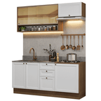 Cocina Compacta 180 cm 6 Puertas 3 Cajones Sin Mesada Marrón/Blanco Vik Madesa 05