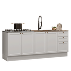 Cocina Compacta 200 cm 4 Puertas 3 Cajones Sin Mesada Blanco Vik Madesa