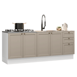 Kit con 2 Bajo Mesada 3 Cajones 4 Purtas (Sin Mesada ni Bacha) Blanco/Crema Vik Madesa 01