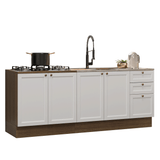 Kit 2 Bajo Mesadas con 3 Cajones 4 Puertas (Sin Mesada) Vik Marrón/Blanco 01