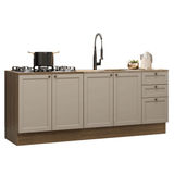 Kit con 2 Bajo Mesada 3 Cajones 4 Purtas (Sin Mesada ni Bacha) Marrón/Crema Vik Madesa 01