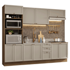 Combo completo de Cocina 270 cm 10 Puertas 3 Cajones Sin Mesada Marrón/Crema Vik Madesa 01