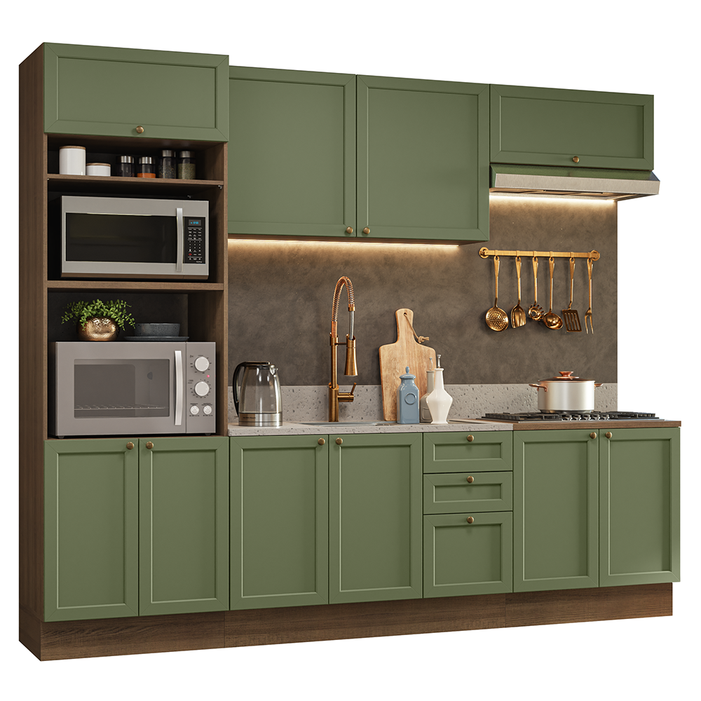 Combo de Cocina 270 cm Vik Marrón/Verde 01