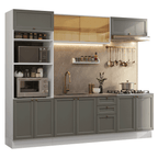 Combo completo de Cocina 270 cm 10 Puertas 3 Cajones Sin Mesada Blanco/Gris Vik Madesa 02