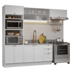 Combo completo de Cocina 270 cm 8 Puertas 3 Cajones Sin Mesada Blanco Vik Madesa 03