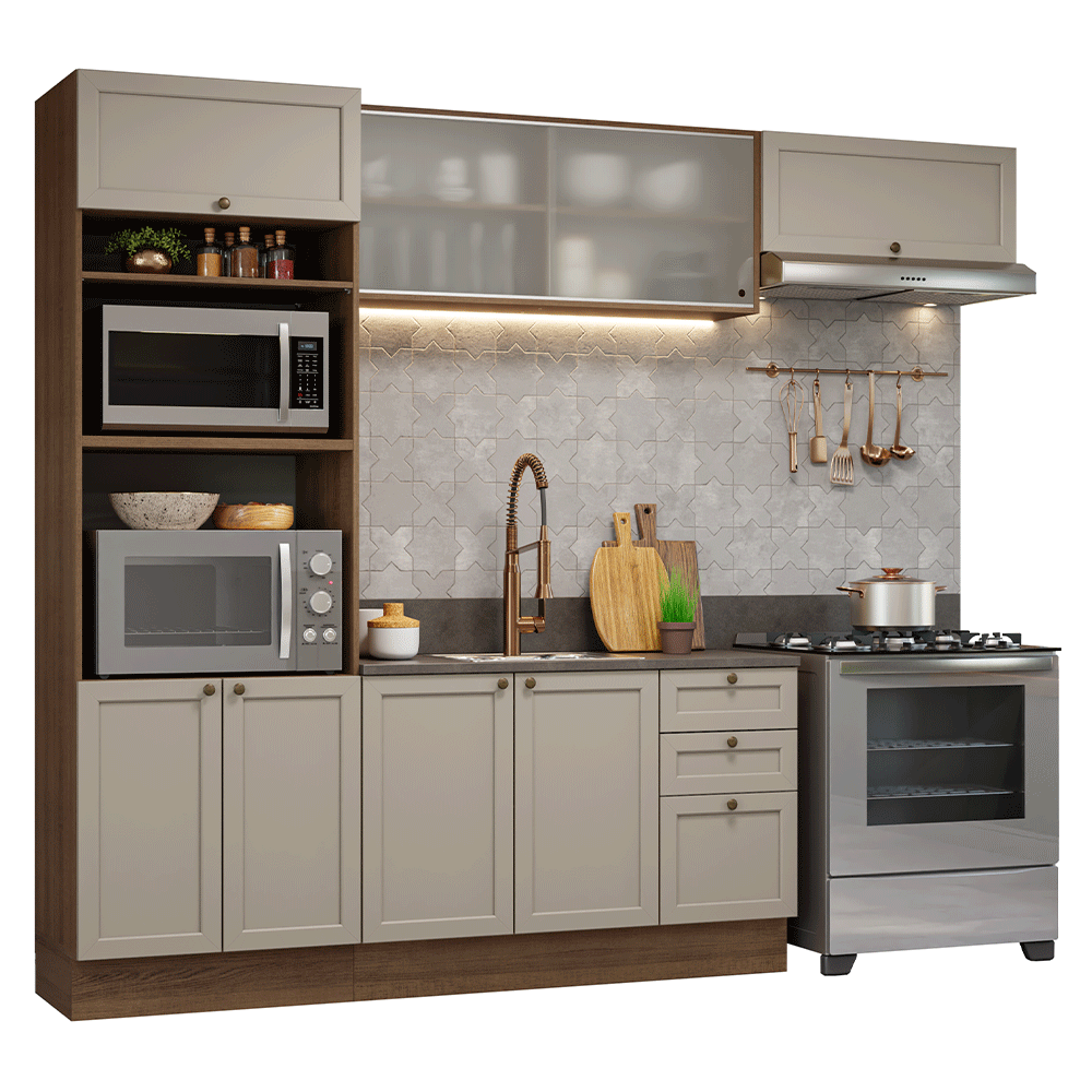 Combo completo de Cocina 270 cm Marrón/Crema Vik Madesa 03