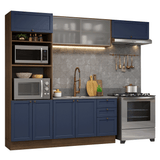 Combo de Cocina 270 cm Vik Marrón/Azul 03
