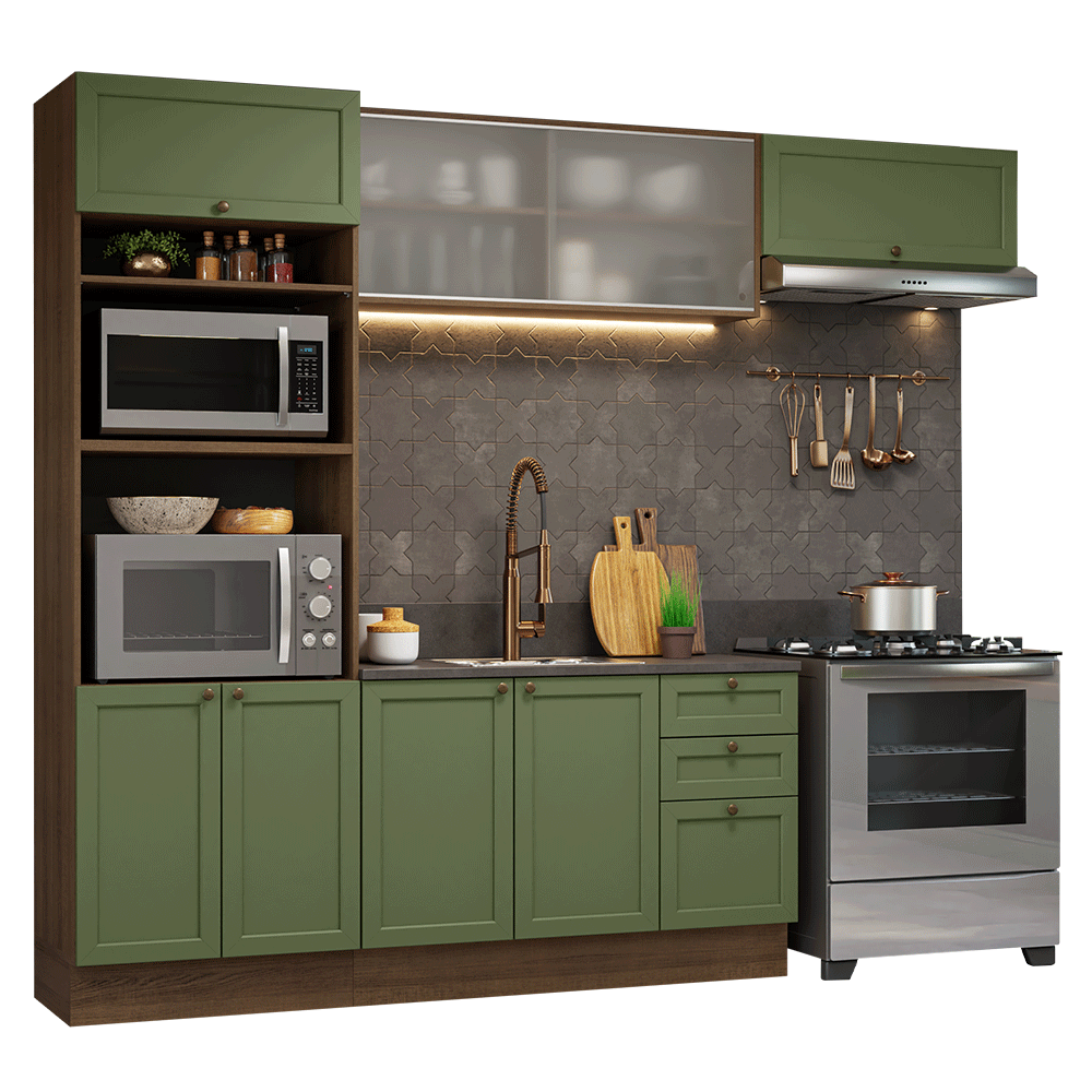 Combo de Cocina 270 cm Vik Marrón/Verde 03