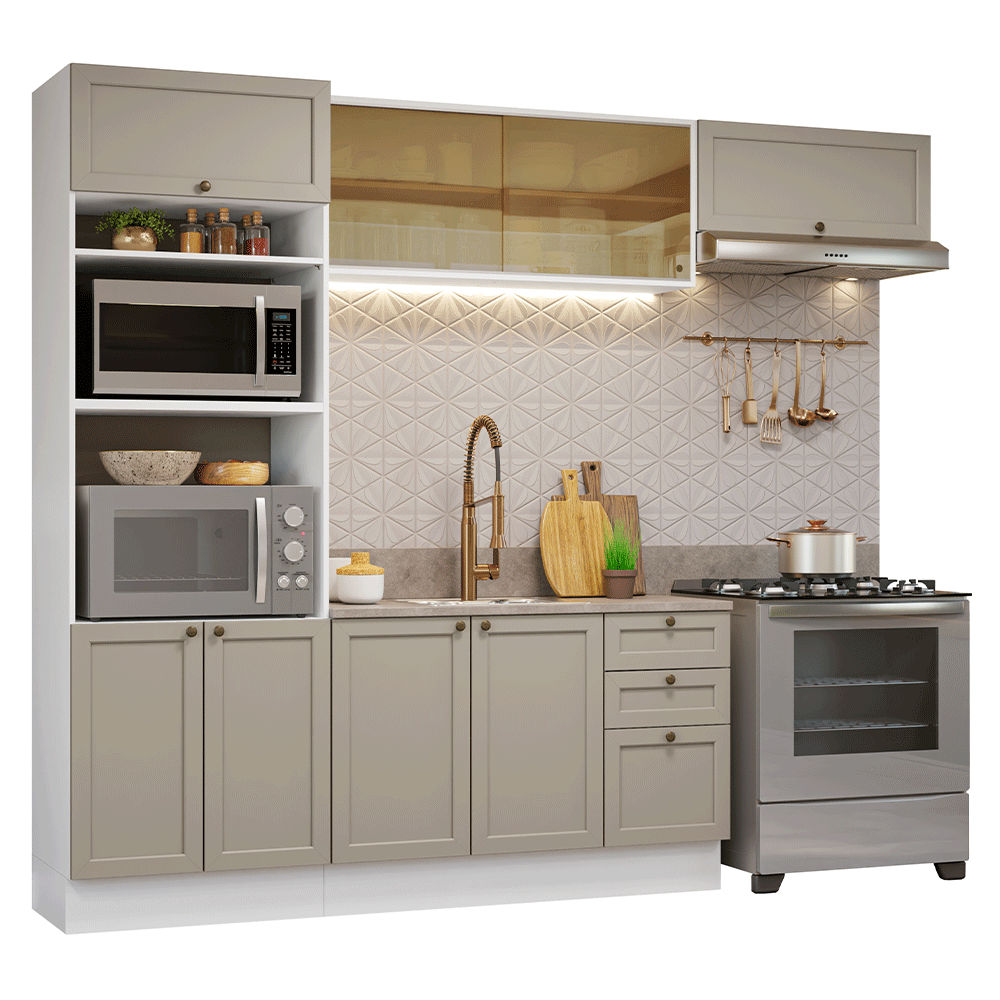 Combo completo de Cocina 270 cm Blanco/Crema Vik Madesa 04