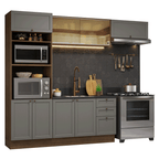 Combo completo de Cocina 270 cm 8 Puertas 3 Cajones Sin Mesada Marrón/Gris Vik Madesa 04