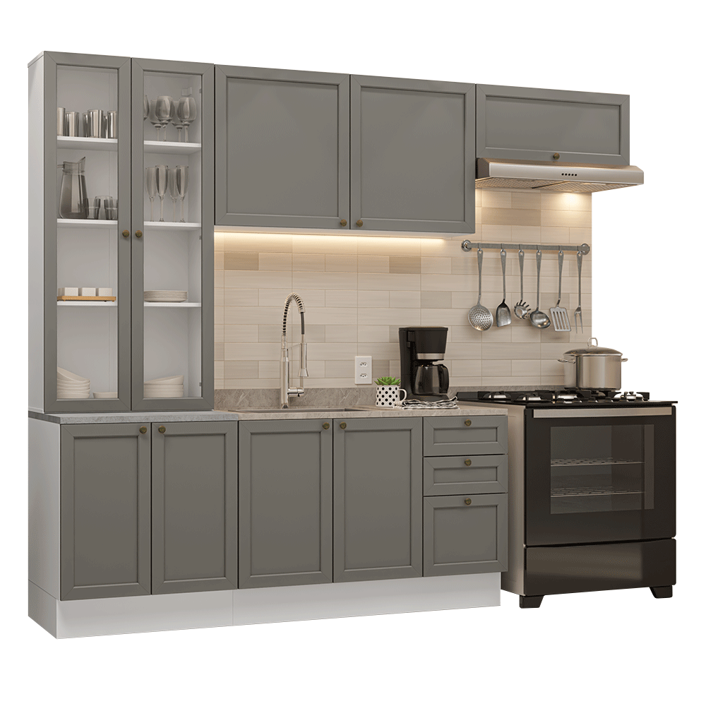 Combo completo de Cocina 270 cm Blanco/Gris Vik Madesa 05