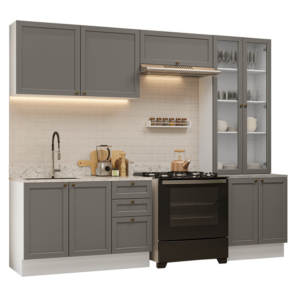 Combo completo de Cocina 270 cm Blanco/Gris Vik Madesa 06