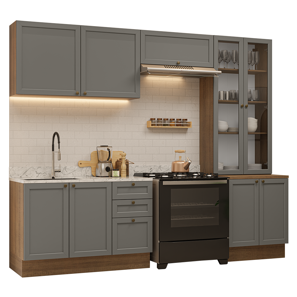 Combo completo de Cocina 270 cm Marrón/Gris Vik Madesa 06