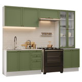Combo completo de Cocina 270 cm Blanco/Verde Vik Madesa 06