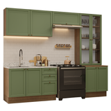 Combo completo de Cocina 270 cm Marrón/Verde Vik Madesa 06