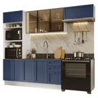 Combo completo de Cocina 270 cm Blanco/Azul Vik Madesa