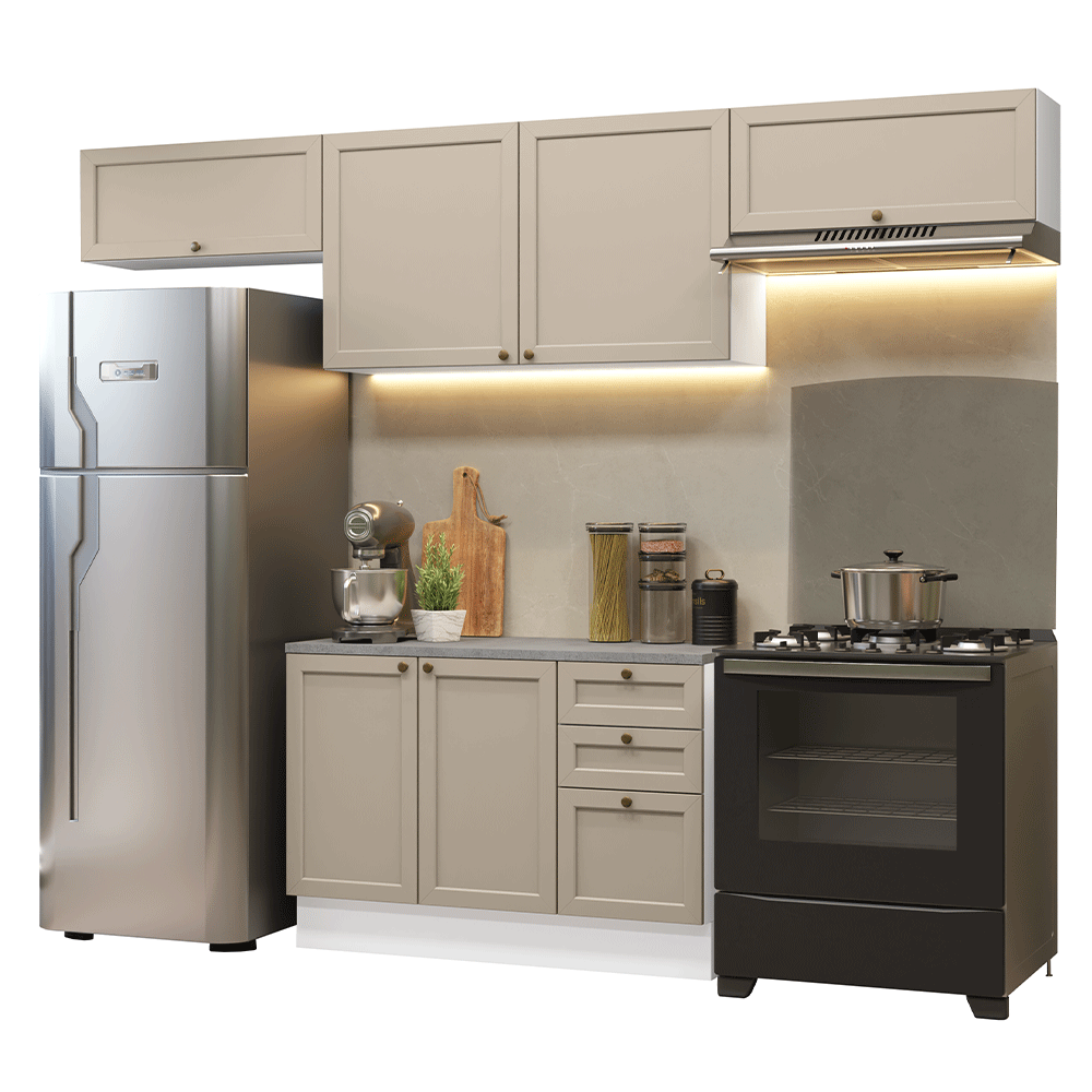 Combo completo de Cocina 280 cm Blanco/Crema Vik Madesa 01